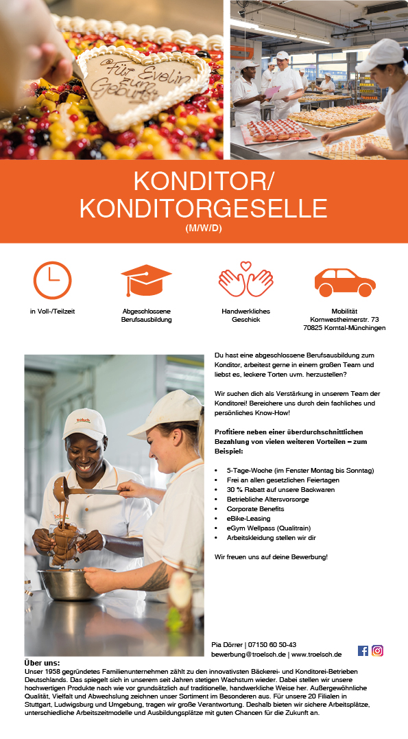 Stellenangebot Konditor